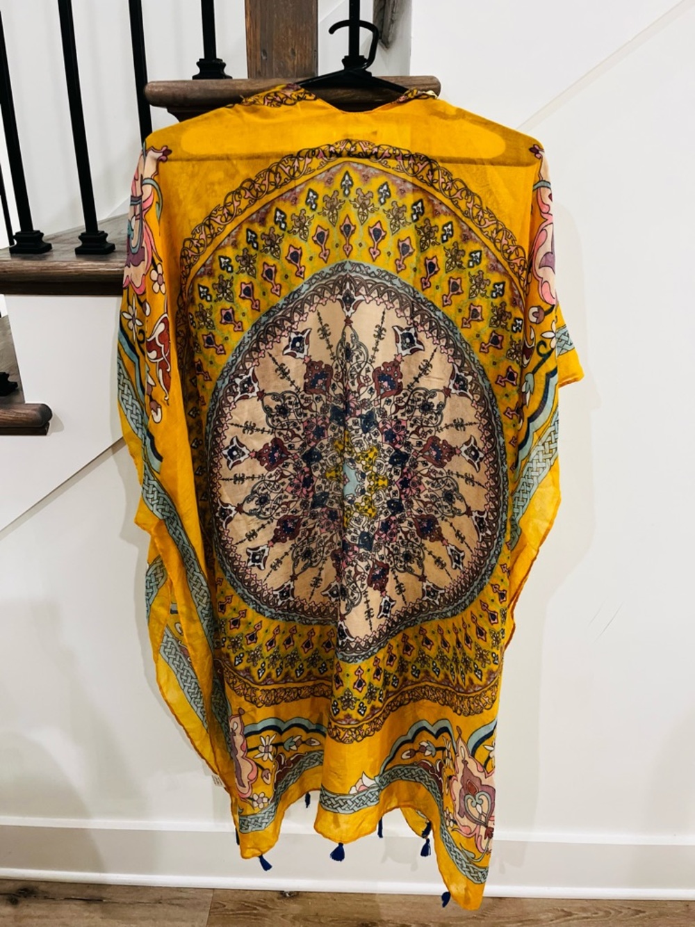Woven Heart Mustard Yellow Boho Printed Kimono